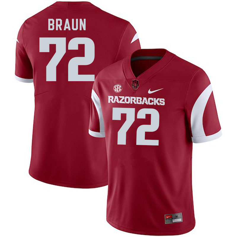 Men #72 Joshua Braun Arkansas Razorbacks College Football Jerseys Stitched-Cardinal